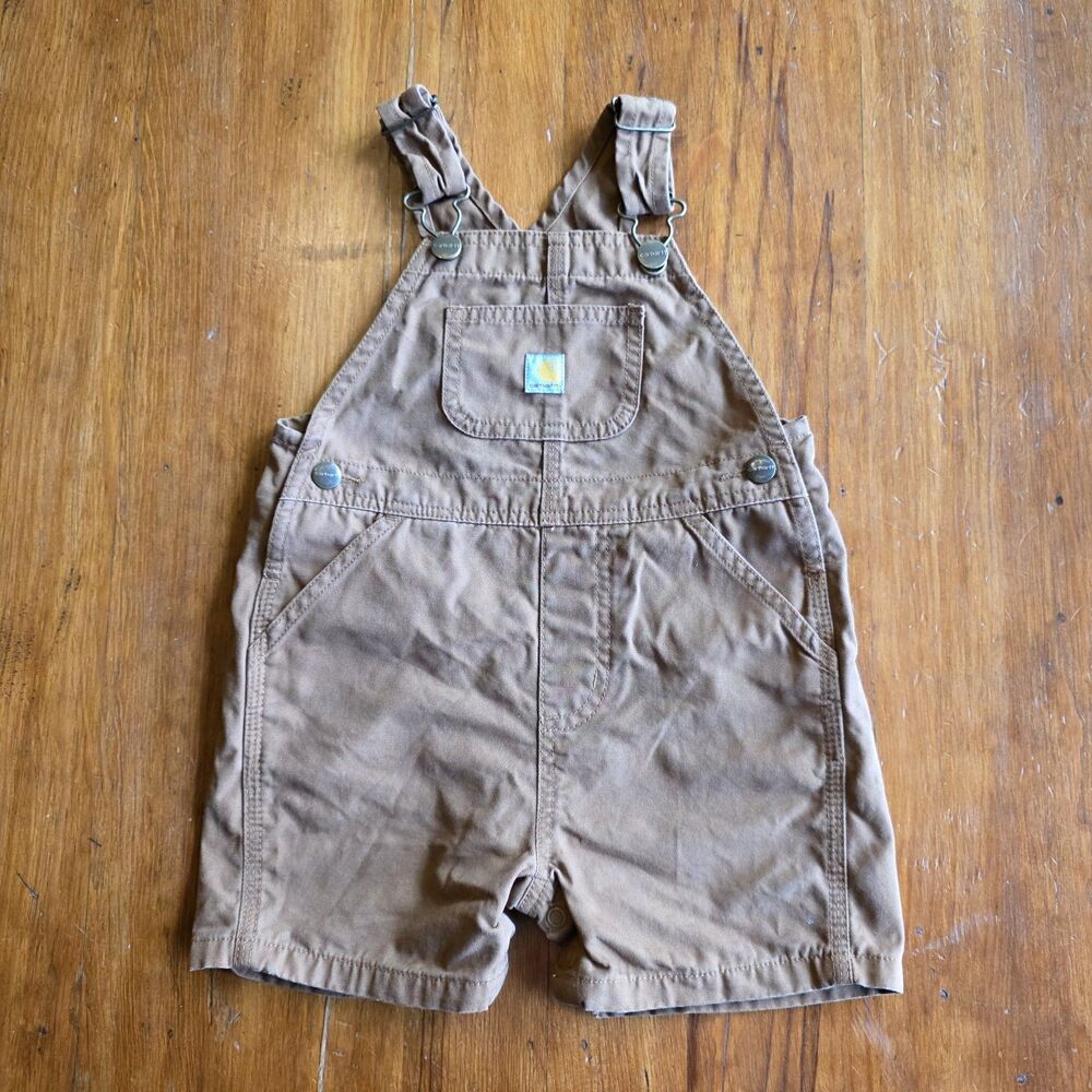 Carhartt Loose Fit Canvas Brown Shortall Overall Shorts Toddler 24 Months